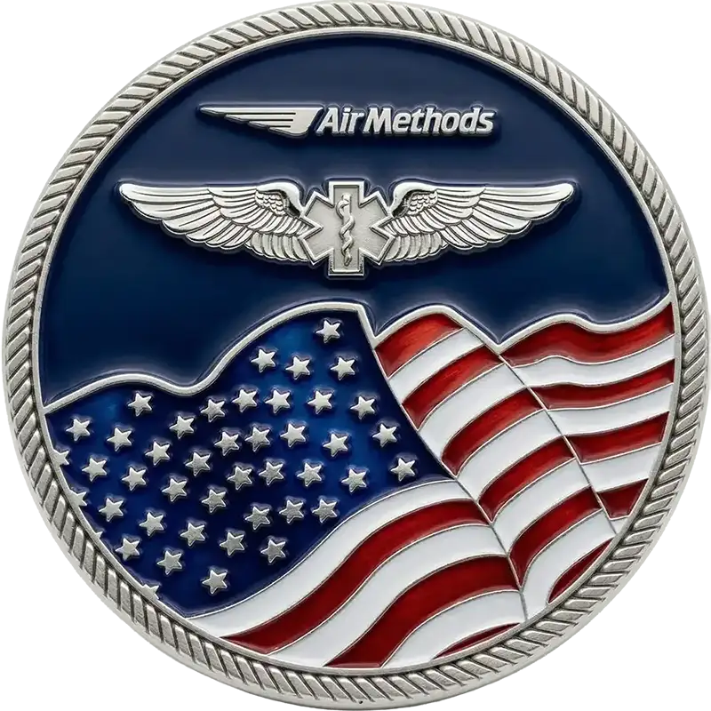 Custom metal challenge coin with engraved logo for corporate recognition and promotional awards