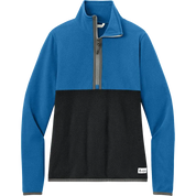 Cotopaxi Women's Amado Fleece in Blue and Black with half-zip design and stand-up collar