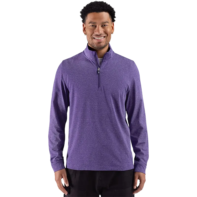 Cutter & Buck Adapt Recycled Soft Knit Stripe Mens Quarter Zip Pullover