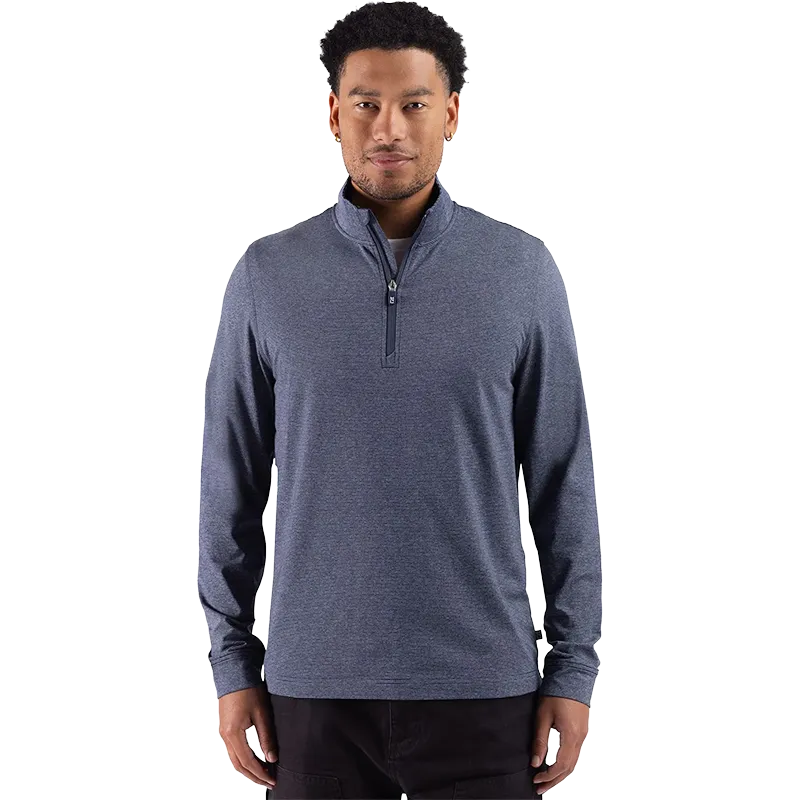 Cutter & Buck Adapt Recycled Soft Knit Stripe Mens Quarter Zip Pullover