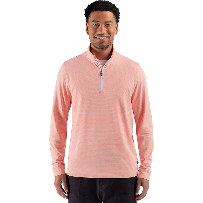 Cutter & Buck Adapt Recycled Soft Knit Stripe Mens Quarter Zip Pullover