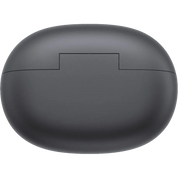 Black oval-shaped product on a white background