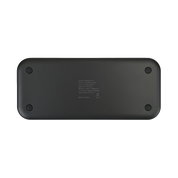 Black rectangular device with text on a white background