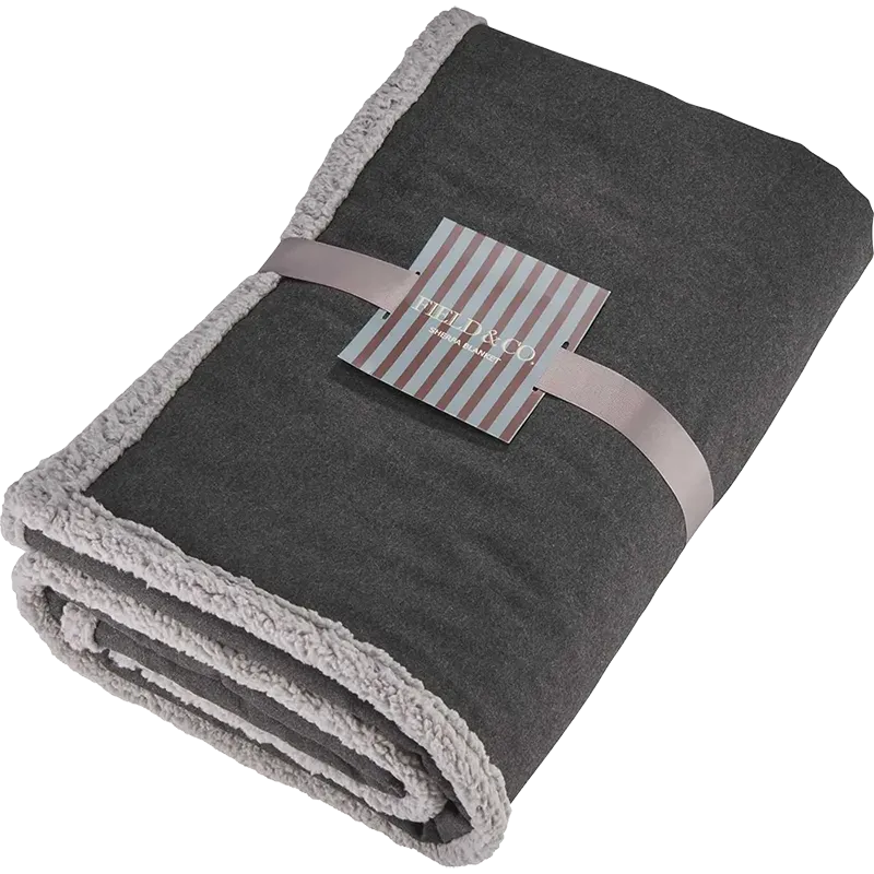 Field & Co. Oversized Wool Sherpa Blanket in Charcoal Gray with soft sherpa lining