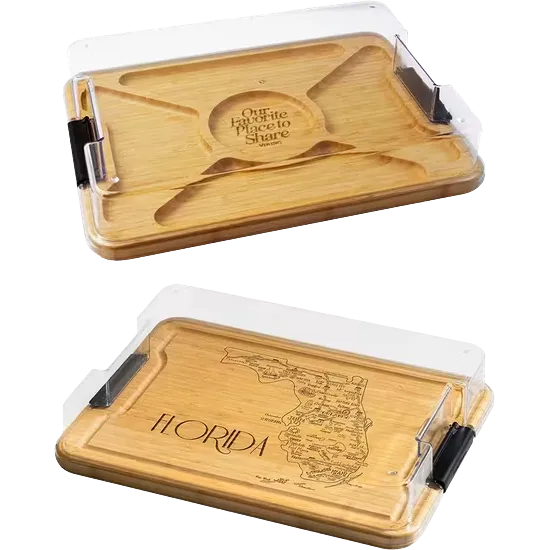 Flip Serve & Store Board - Rectangle with State Engraving