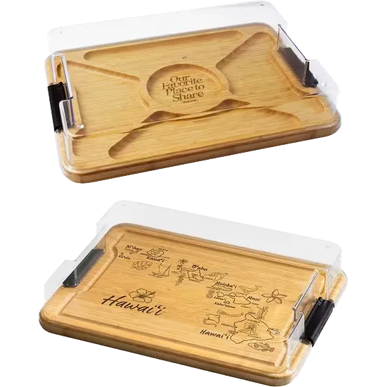 Flip Serve & Store Board - Rectangle with State Engraving
