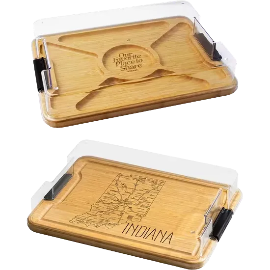Flip Serve & Store Board - Rectangle with State Engraving