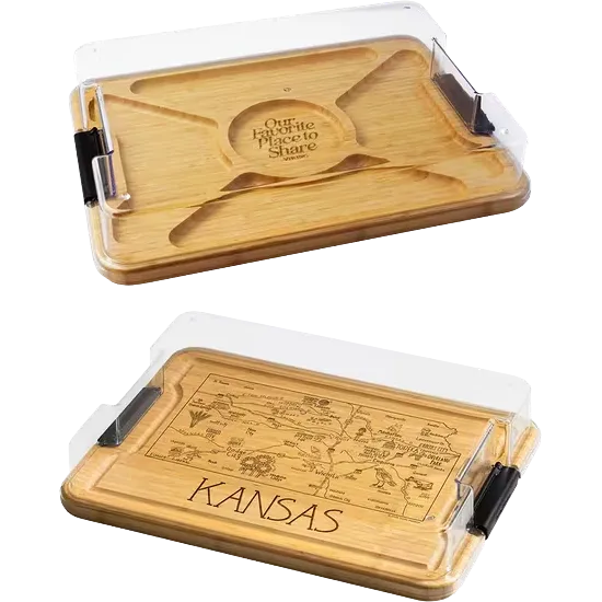 Flip Serve & Store Board - Rectangle with State Engraving