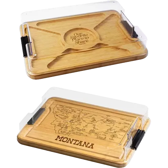 Flip Serve & Store Board - Rectangle with State Engraving