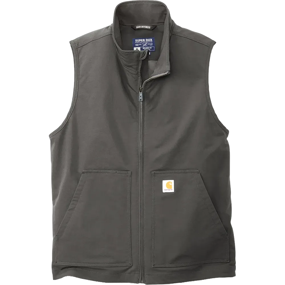 Carhartt Super Dux Soft Shell Vest in Gravel featuring a full-zip front, stand collar, and front utility pockets for custom branded apparel