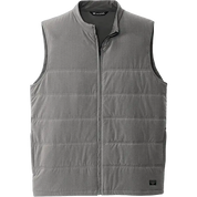 TravisMathew Cold Bay Vest in Gray featuring lightweight quilted insulation, stand collar, and full-zip closure for custom branded apparel