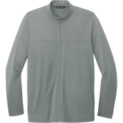 TravisMathew Newport Full-Zip Fleece Jacket in Gray featuring a stand collar, full-zip closure, and soft fleece construction for custom branded apparel