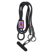 Black lanyard with badge holder and AA Corp logo on a white background