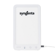 White electronic device with Syngenta logo on a white background