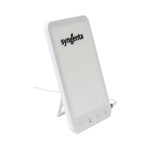 White LED light therapy panel with Syngenta logo on a white background