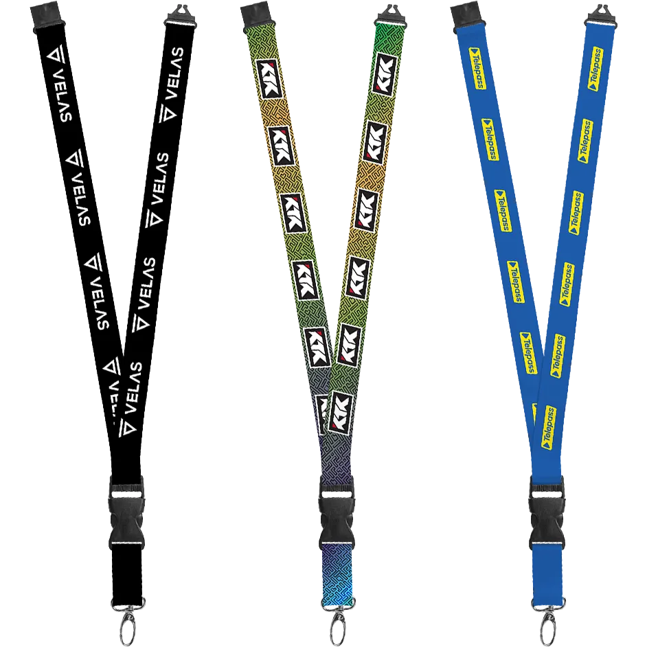 IMPORT Maverick 1" Dye-Sublimated Lanyard w/ Slide Buckle Release, Silver Metal Oval & Convenience Release