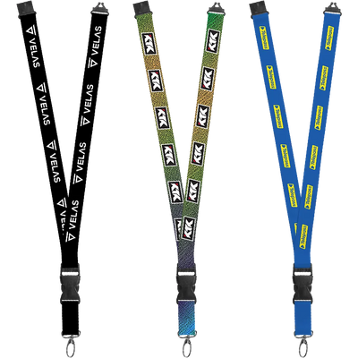IMPORT Maverick 1" Dye-Sublimated Lanyard w/ Slide Buckle Release, Silver Metal Oval & Convenience Release
