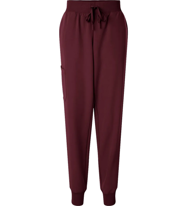 jaanuu-womens-silex-knit-waist-scrub-joggers-burgundy-front.webp