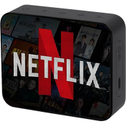 Black rectangular device with Netflix logo on a white background