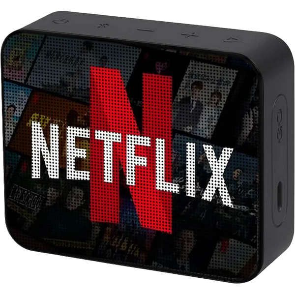 Black rectangular device with Netflix logo on a white background