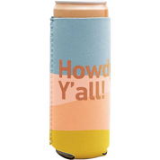 Kolder Kaddy neoprene slim can cooler with full-color "Howdy, Y'all!" design for 12 oz slim cans