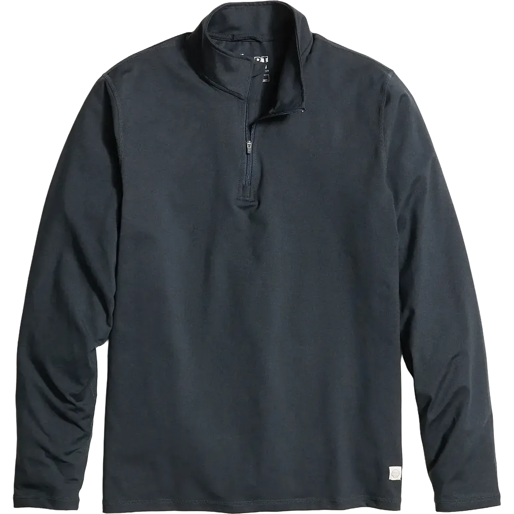 Marine Layer Re-Spun Sport Quarter Zip in Charcoal featuring soft recycled performance fabric, long sleeves, moisture-wicking comfort, and a quarter-zip mock neck