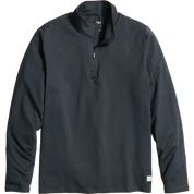 Marine Layer Re-Spun Sport Quarter Zip in Charcoal featuring soft recycled performance fabric, long sleeves, moisture-wicking comfort, and a quarter-zip mock neck