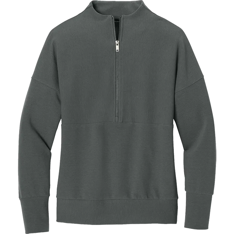 A dark gray quarter-zip pullover sweatshirt with a mock neck, shown on a solid white background.