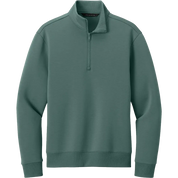 A men's long-sleeve quarter-zip pullover sweatshirt in a muted sage green color, shown against a plain white background.