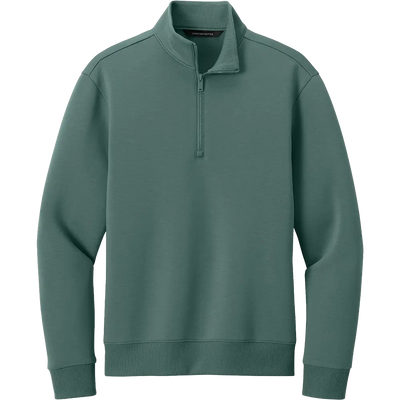 A men's long-sleeve quarter-zip pullover sweatshirt in a muted sage green color, shown against a plain white background.