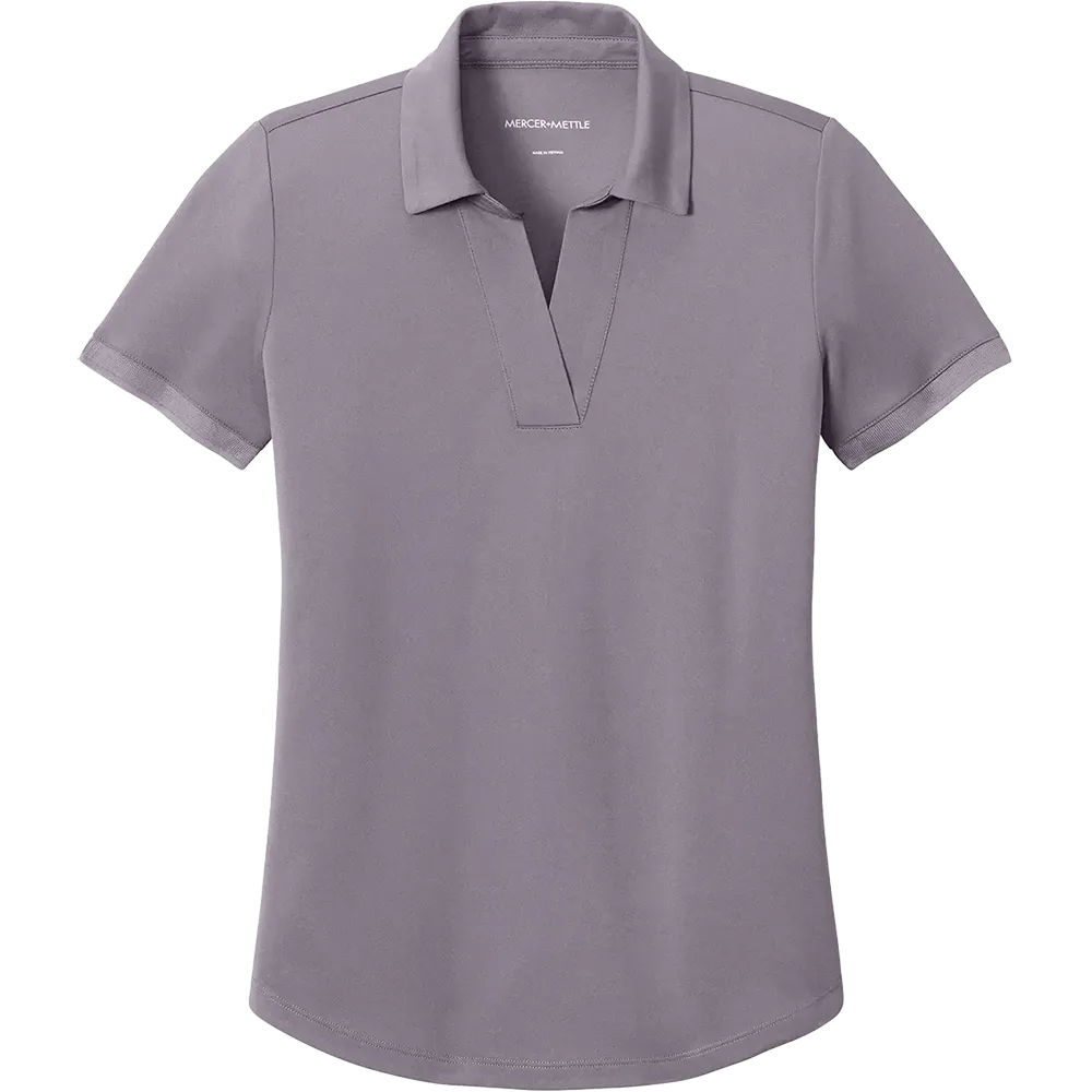 Mercer Mettle Women's Everyday Performance Polo in Purple Ash featuring moisture-wicking performance fabric, short sleeves, an open Y-neck collar, and a feminine tailored fit
