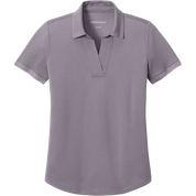Mercer Mettle Women's Everyday Performance Polo in Purple Ash featuring moisture-wicking performance fabric, short sleeves, an open Y-neck collar, and a feminine tailored fit