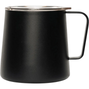 Black mug with handle on a white background