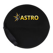 Black circular pouch with 'ASTRO' logo on a white background