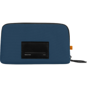 A blue zippered pouch with a black front label reading 'Native Union PARIS' and a small orange tab on the side, shown on a plain white background.