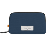 A navy blue zippered pouch with a white rectangular label reading 'Native Union PARIS' on the front, photographed on a clean white background.