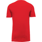 Red t-shirt with Nike logo on the back against a white background