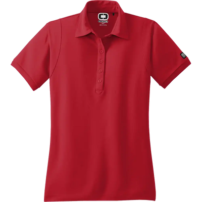 A red short-sleeve polo shirt with a three-button placket and a visible G-1000 brand label on the inner collar and sleeve.