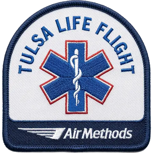 Tulsa Life Flight embroidered patch with Air Methods logo