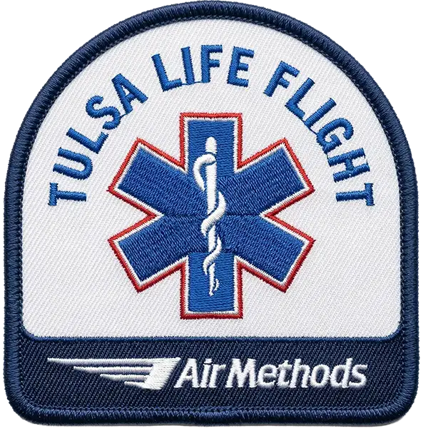 Tulsa Life Flight embroidered patch with Air Methods logo