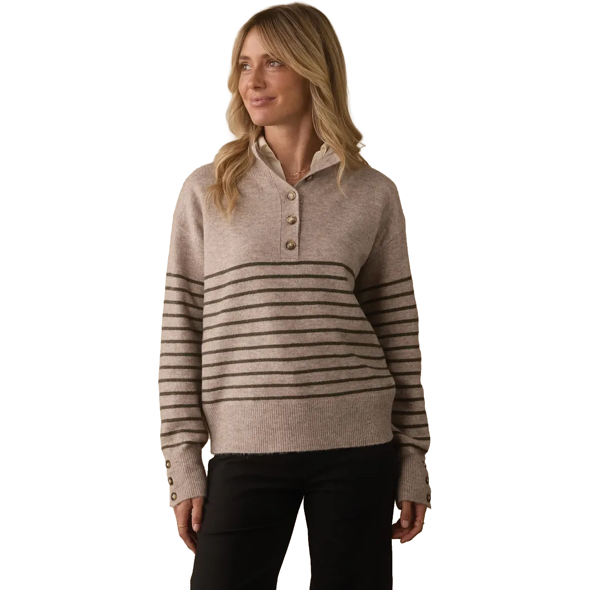 The Normal Brand Marianna Button Popover Sweater