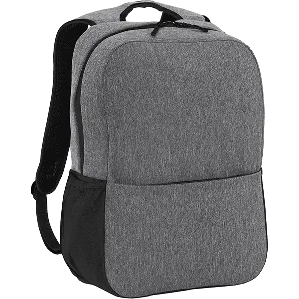 Port Authority Access Square backpack in Heather Gray/Black with front zip pocket