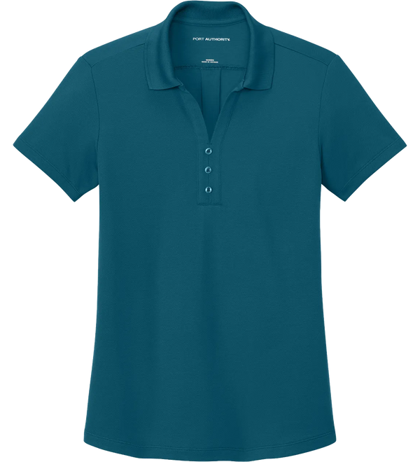 port-authority-womens-plaited-pique-polo-moroccan-blue-front.webp