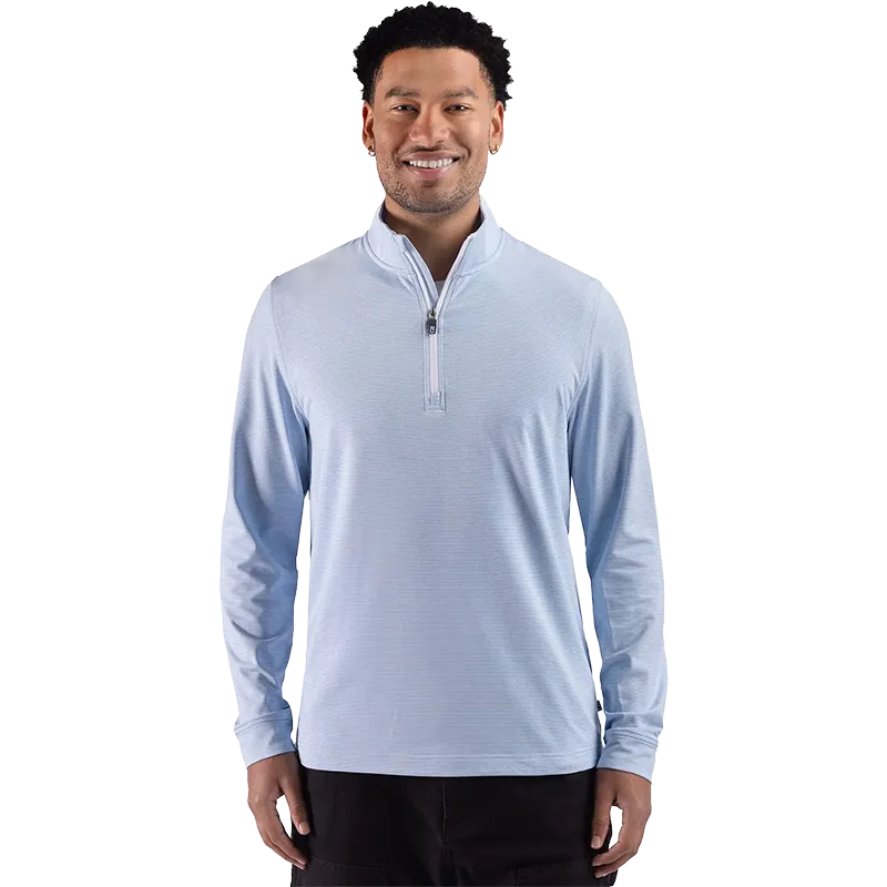 Cutter & Buck Adapt Recycled Soft Knit Stripe Mens Quarter Zip Pullover
