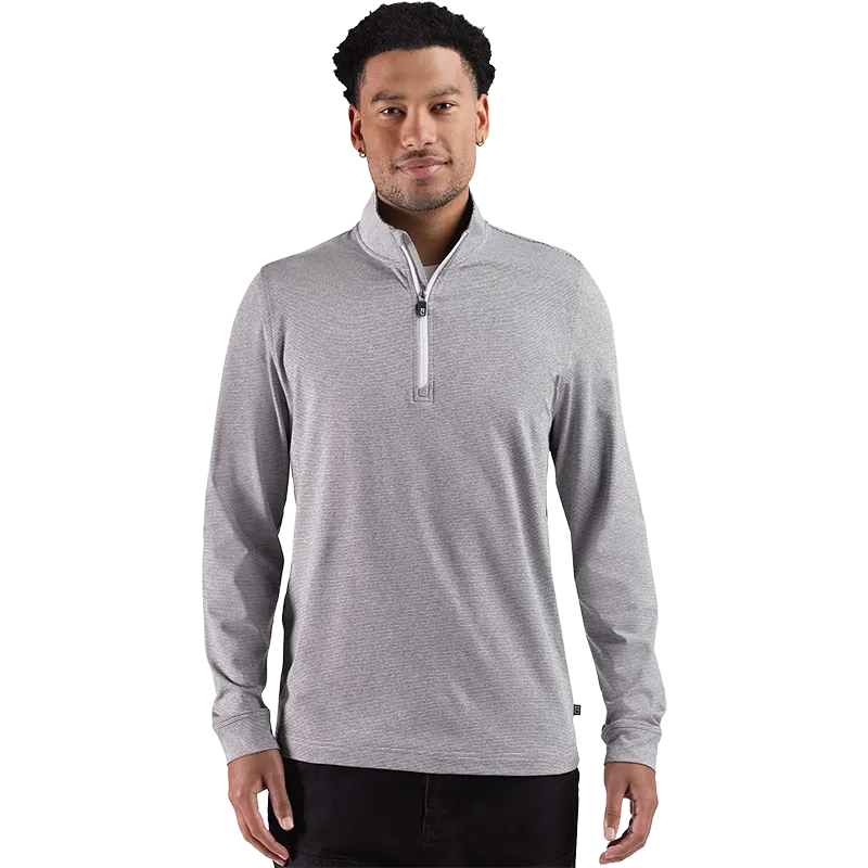 Cutter & Buck Adapt Recycled Soft Knit Stripe Mens Quarter Zip Pullover
