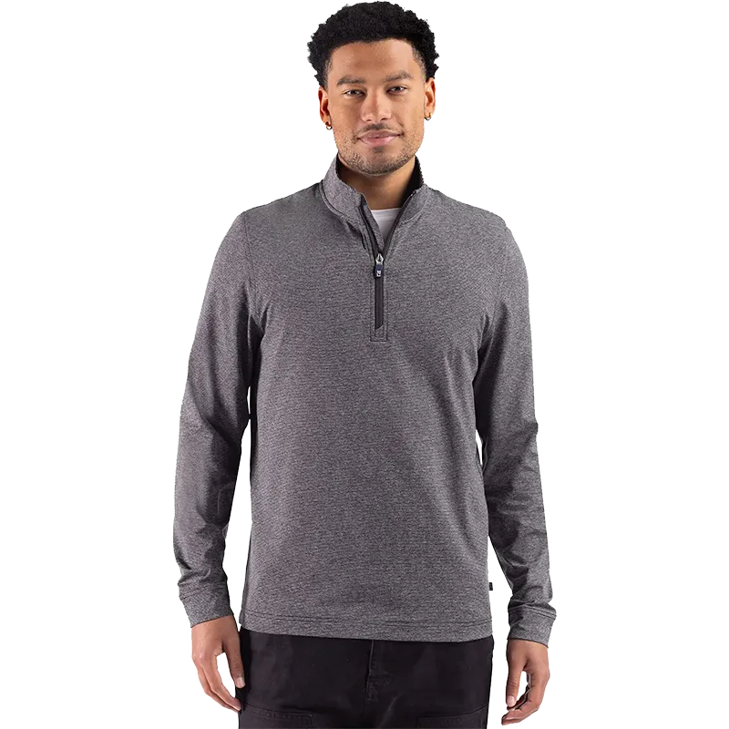 Cutter & Buck Adapt Recycled Soft Knit Stripe Mens Quarter Zip Pullover
