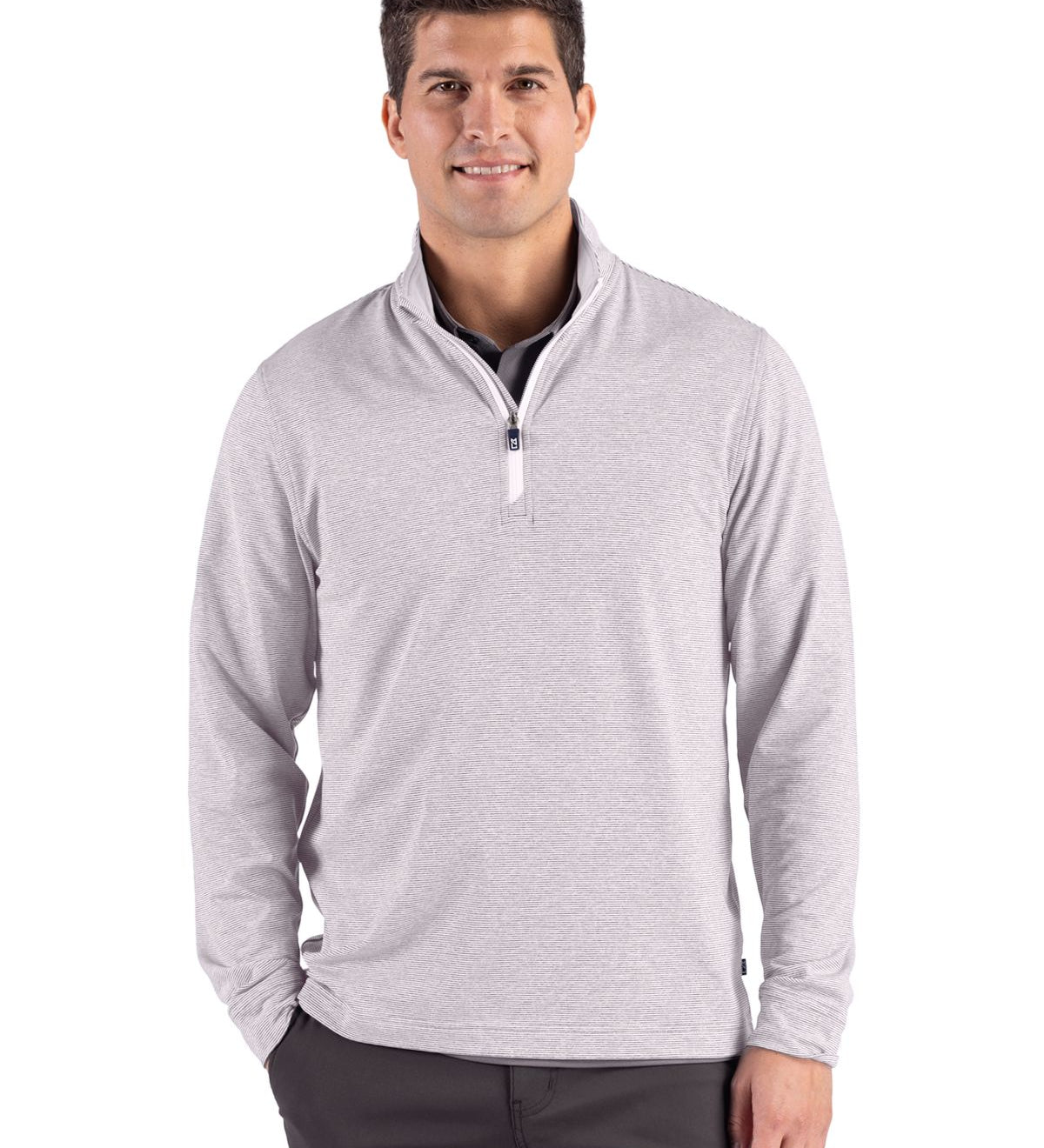Cutter & Buck Adapt Recycled Soft Knit Stripe Mens Quarter Zip Pullover