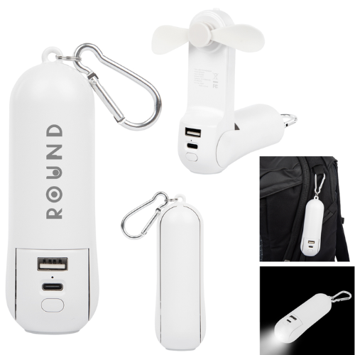 Rechargeable Power Bank With Fan & Flashlight