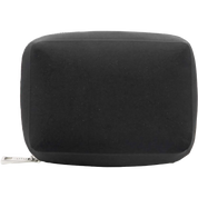 Black rectangular pouch with a zipper on a white background