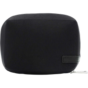 Black rectangular pouch with a zipper on a white background